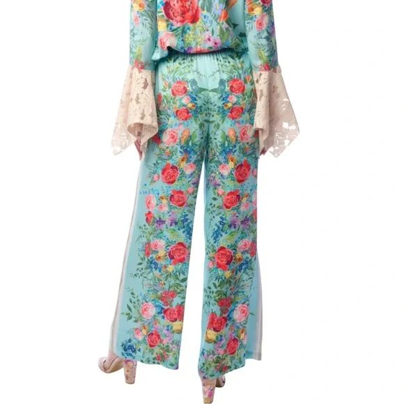 Aratta Vibrant Roma Floral Wide Leg Pants NWT - Picture 2 of 2